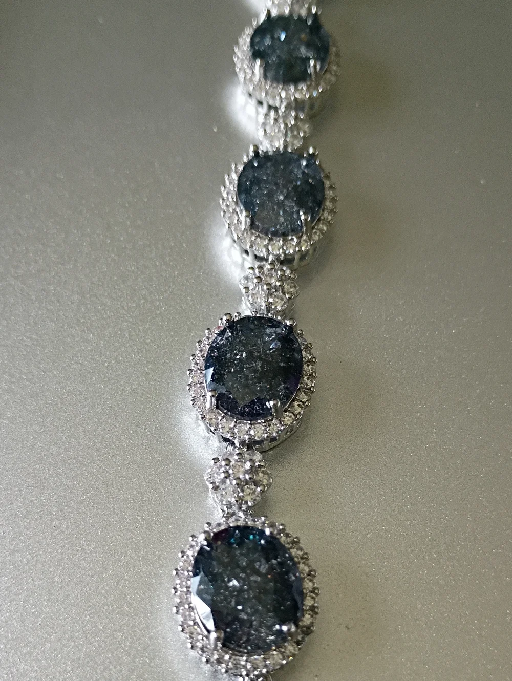 New Sparkling Graphite Oval Crystal Tennis Bracelet -